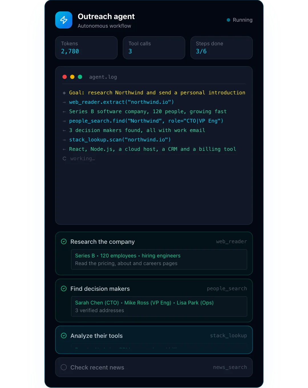 AI agent console preview