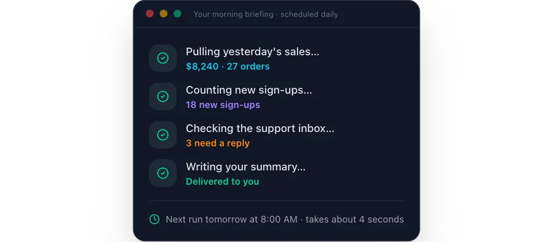 Daily summary run preview
