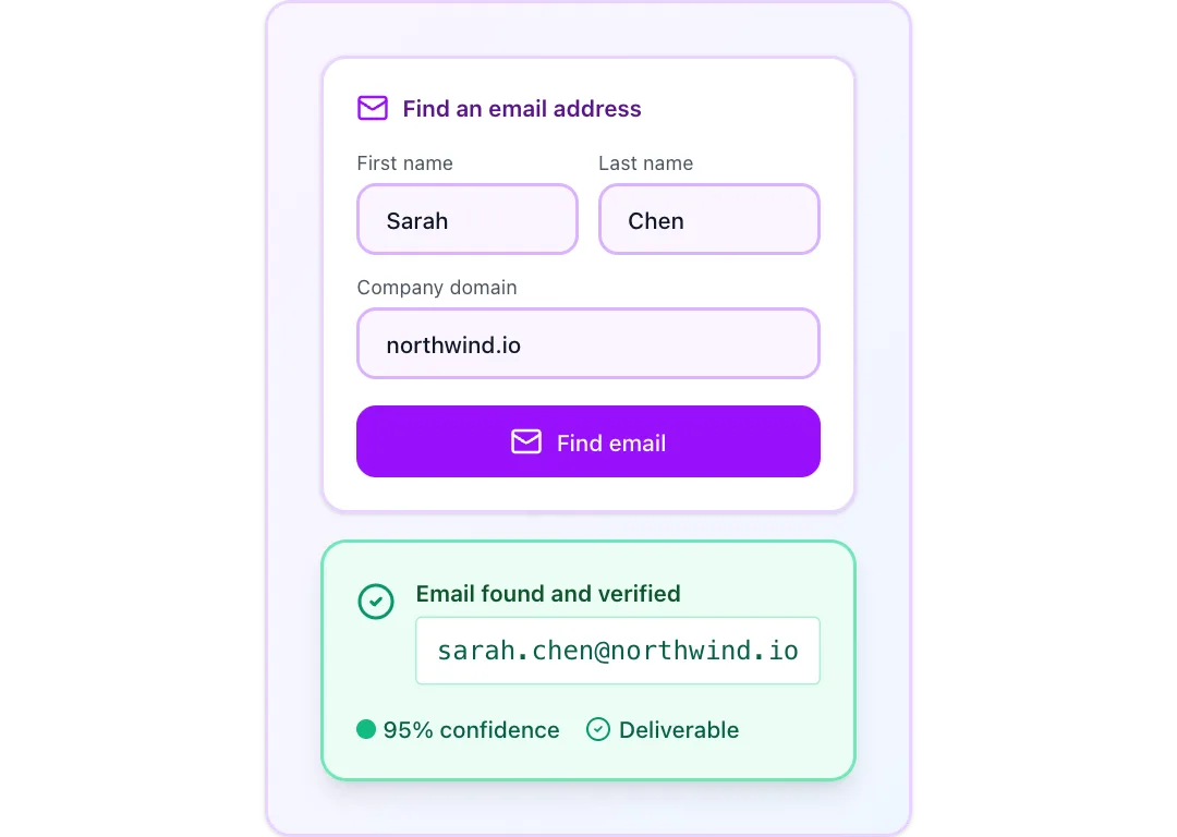 Email finder preview