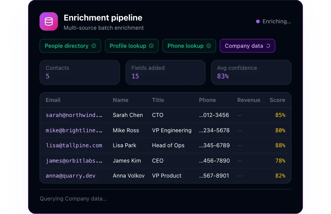 Data enrichment table preview