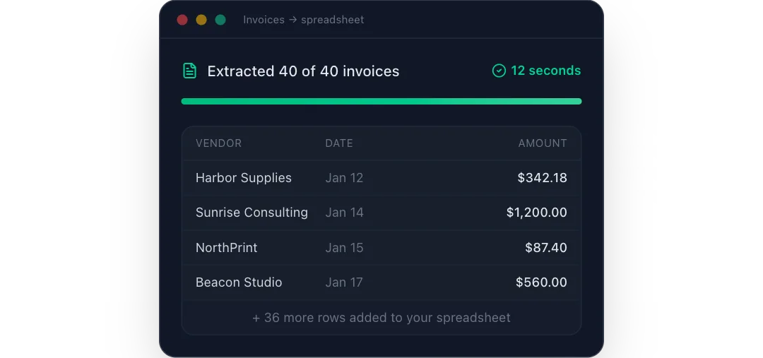 Invoice extraction preview